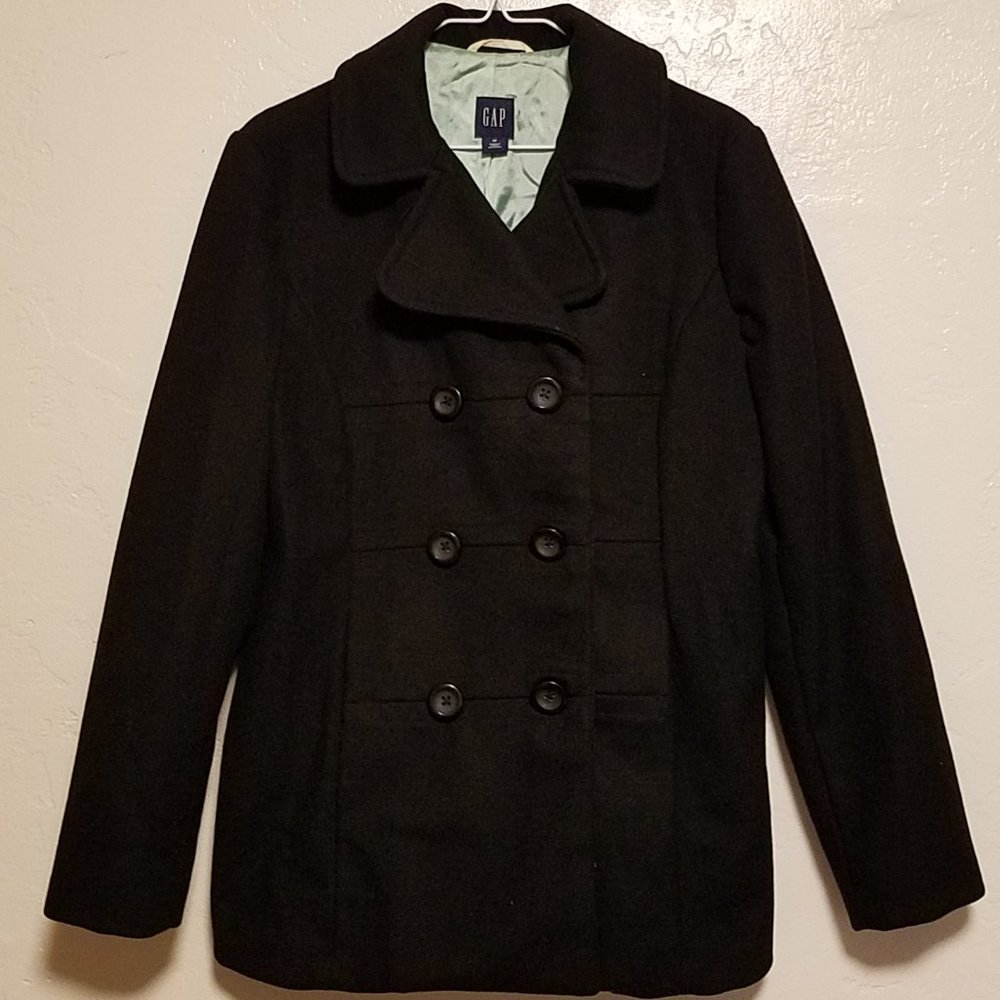 Gap Women's Virgin Wool Blend Black Peacoat